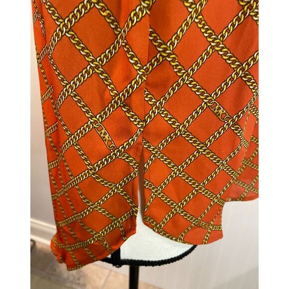 Michael Kors Womens Sleeveless Orange Top With Chain Print Size XS - Picture 5 of 15